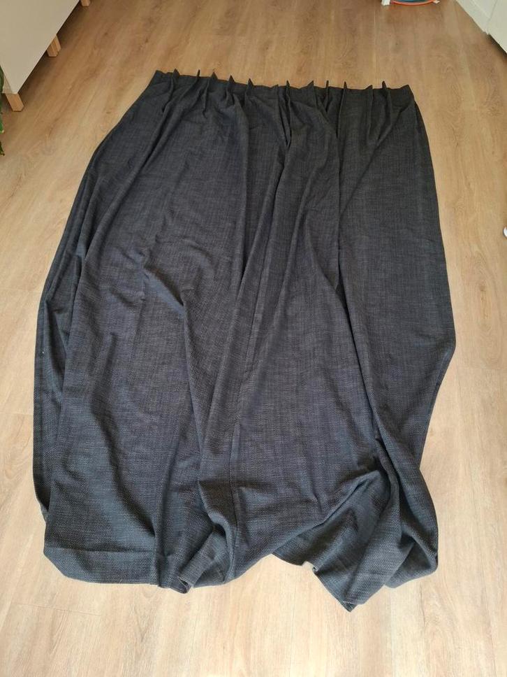 Gordijnen set (2x) donkergrijs, gemêleerd, Huis en Inrichting, Stoffering | Gordijnen en Lamellen, Gebruikt, Grijs, Zwart, Ophalen
