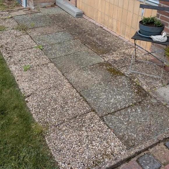 Gratis grindtegels (vierkant en rechthoekig!), Tuin en Terras, Tegels en Klinkers, Gebruikt, Terrastegels, Beton, 5 tot 10 m²