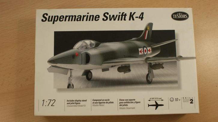 Testors	Supermarine	Swift K-4	schaal 1:72, Hobby en Vrije tijd, Modelbouw | Vliegtuigen en Helikopters, Nieuw, Vliegtuig, 1:72 tot 1:144