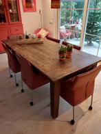 Te koop teak houten eettafel max 8 personen, Ophalen, Gebruikt, 100 tot 150 cm, Teakhout