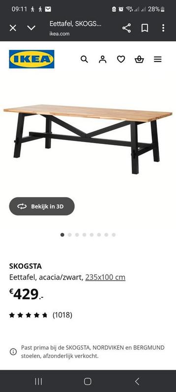 Ikea SKOGSTA tafel  235 cm breed. In nette gebruikte staat  beschikbaar voor biedingen