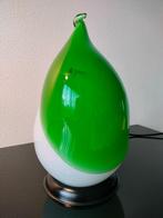 Italie Tafellamp Vintage Glas Groen Wit Murano 1960, Huis en Inrichting, Lampen | Tafellampen, Ophalen of Verzenden, Glas, Minder dan 50 cm