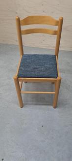 4 houten stoelen met zwarte gemelleerde stoffen bekleding, Ophalen, Hout, Gebruikt, Zwart