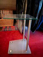 Stijlvolle glazen bijzettafel, Huis en Inrichting, Tafels | Bijzettafels, Minder dan 55 cm, Gebruikt, Vierkant, Glas