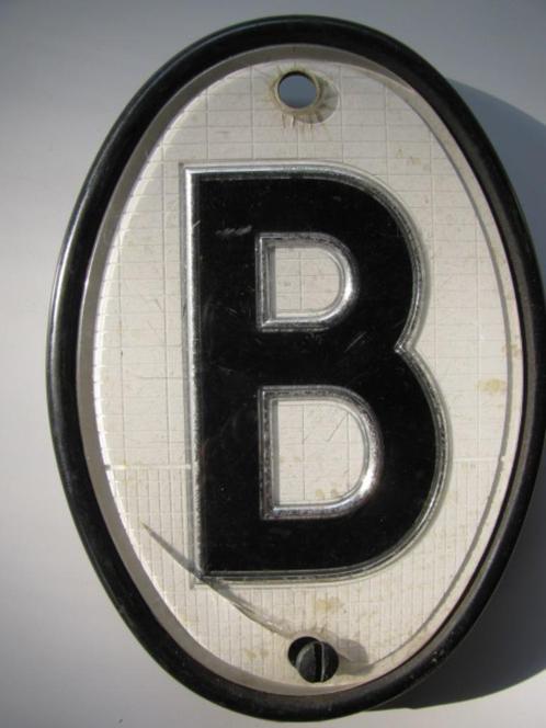 6 België B landenbordje land schildje plaatje bord oldtimer, Verzamelen, Automerken, Motoren en Formule 1, Gebruikt, Auto's, Ophalen of Verzenden