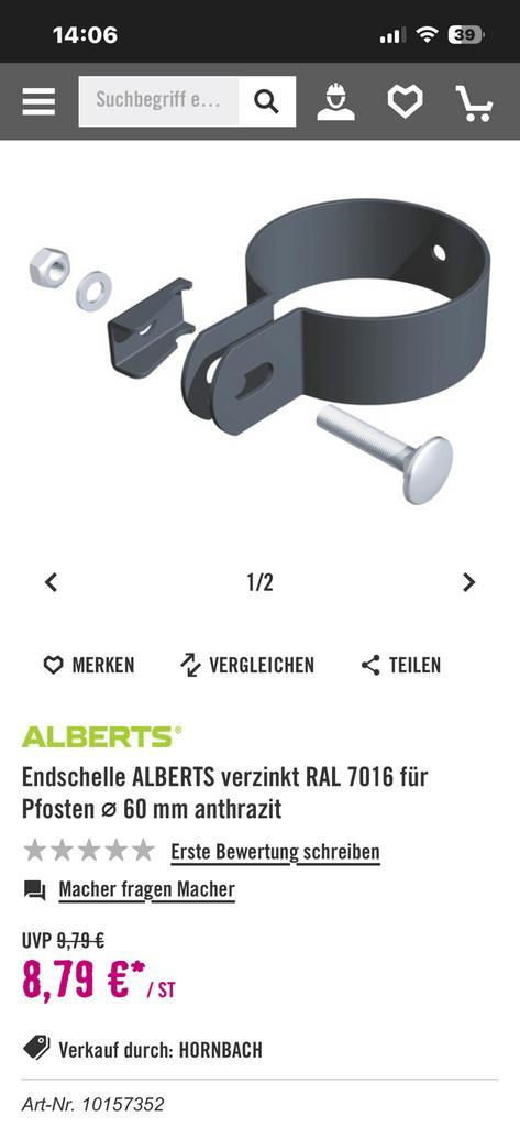 2x GAH Alberts Eindklem Hekwerk - 60mm Palen, Doe-het-zelf en Verbouw, Hang- en Sluitwerk, Nieuw, Overige typen, IJzer, Ophalen of Verzenden