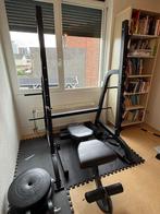 Gorilla Sports bankdruk set met gewichten en stangen, Sport en Fitness, Ophalen, Zo goed als nieuw, Metaal, Krachtstation