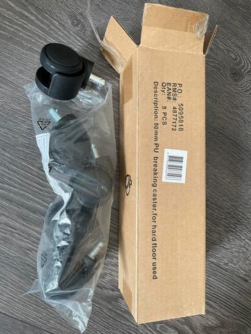 Wieltjes /bokwieltjes met pin / bureaustoel wieltjes 5 stuks beschikbaar voor biedingen