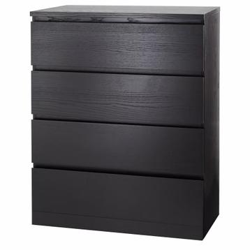 Ikea malm 4 lades zwart 100x80cm - afbeelding 1