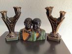Art Deco buste jazz muzikanten met kandelaars, Verzamelen, Beelden en Beeldjes, Ophalen of Verzenden, Zo goed als nieuw