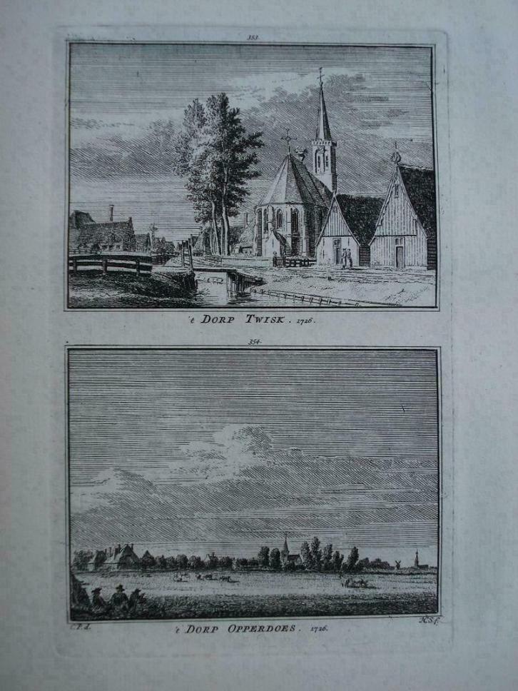 353-354 / Opperdoes en Twisk      Kopergravure 1752, Antiek en Kunst, Kunst | Etsen en Gravures, Ophalen of Verzenden