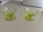 Uranium glas ijscoupe coupe uraniumglas 2 stuks, Antiek en Kunst, Antiek | Glas en Kristal, Ophalen of Verzenden