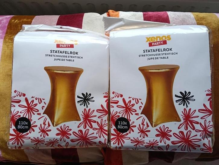 2 stuks statafel hoes stretch goud mt. tafel doorsnede 80 cm, Huis en Inrichting, Tafels | Statafels, Nieuw, Ophalen of Verzenden