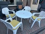 Tuintafel met 4 stoelen, Tuin en Terras, Tuinsets en Loungesets, Ophalen, Gebruikt, Kunststof