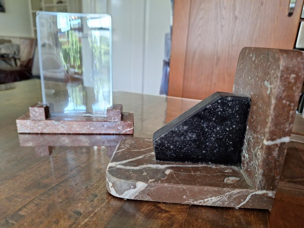 Marmeren fotolijstje en marmeren boekensteun, Antiek en Kunst, Ophalen of Verzenden