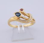 18 karaat Gouden Damesring Ring met Diamant Saffier Robijn, Jw, Verzenden, Nieuw, Kleiner dan 17