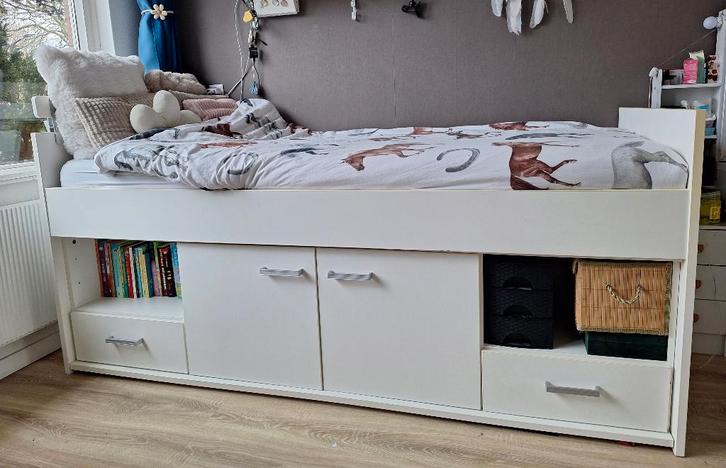 Halfhoogslaper 1persoons met veel opbergruimte, Kinderen en Baby's, Kinderkamer | Bedden, Gebruikt, 180 cm of meer, 85 tot 100 cm