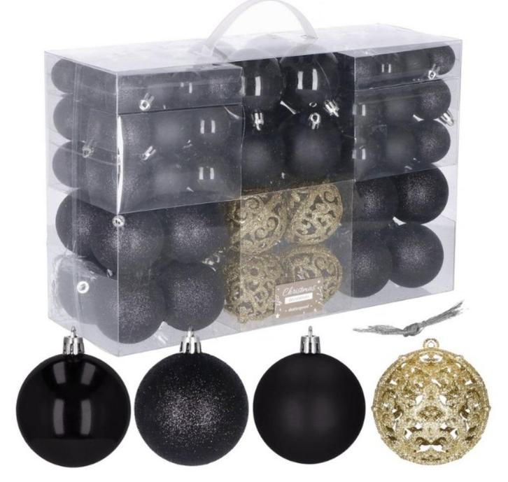 Kerstballen | 100 Stuks | Zwart Tinten/Goud, Diversen, Kerst, Zo goed als nieuw, Ophalen