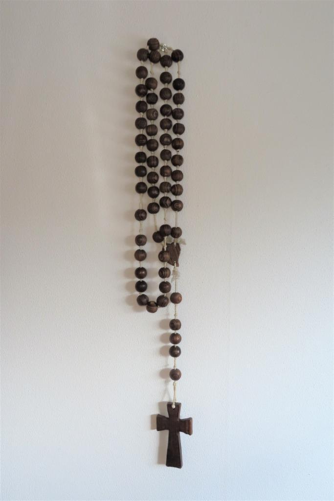 Vintage Antiek Grote Monniken Rozenkrans Hout (3690), Huis en Inrichting, Woonaccessoires | Kransen, Zo goed als nieuw, Ophalen of Verzenden