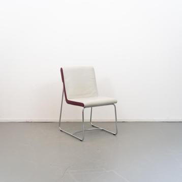 4x Leolux Spring (Eetkamer) Stoel Wit/Paars Leer - Chroom beschikbaar voor biedingen