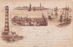 IJmuiden OUD 1898 vuurtoren vissershaven B2425, Verzamelen, Ansichtkaarten | Nederland, Ophalen, Voor 1920, Gelopen, Noord-Holland