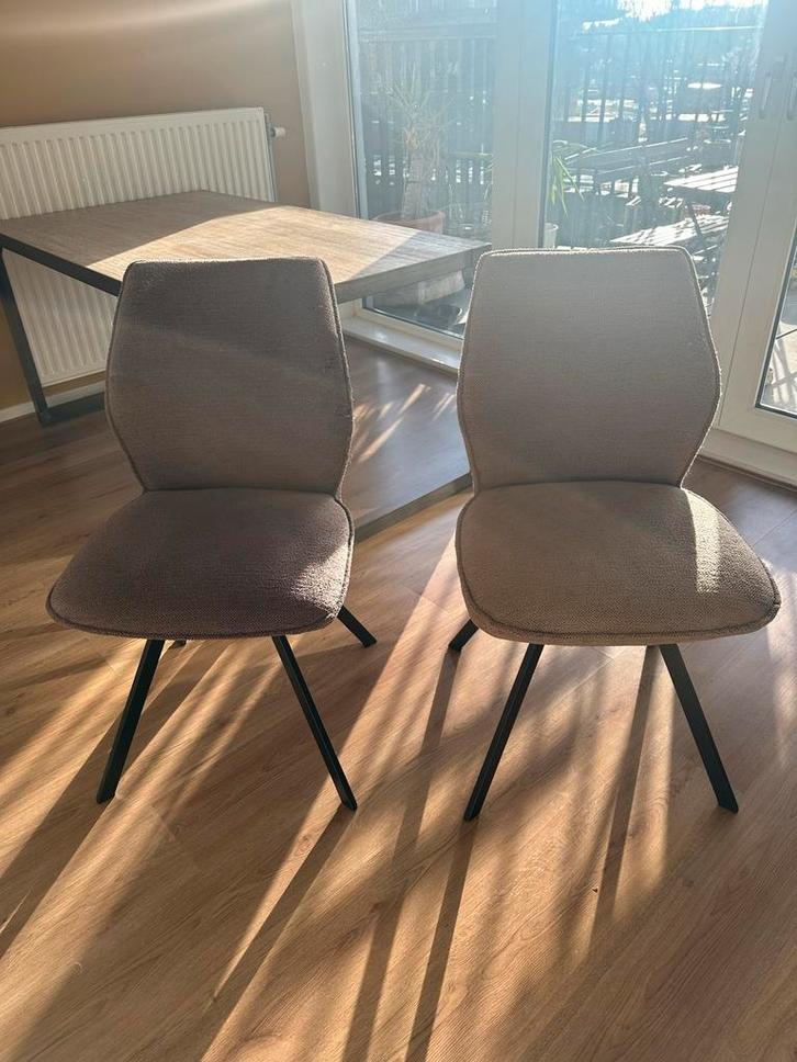 Mooie Leen Bakker eetkamerstoelen (2 stuks), Huis en Inrichting, Stoelen, Zo goed als nieuw, Twee, Stof, Grijs, Ophalen of Verzenden