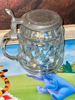 Vintage Bierpul met Tinnen Deksel, Antiek en Kunst, Antiek | Glas en Kristal, Ophalen of Verzenden