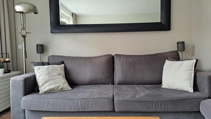 3-zitsbank met voetenbank, Huis en Inrichting, Banken | Bankstellen, Gebruikt, Rechte bank, Driepersoons, 200 tot 250 cm, 75 tot 100 cm