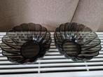 2 X Twee Ribbel glazen schaal, Ophalen of Verzenden, Effen, Glas, Schaal of Schalen