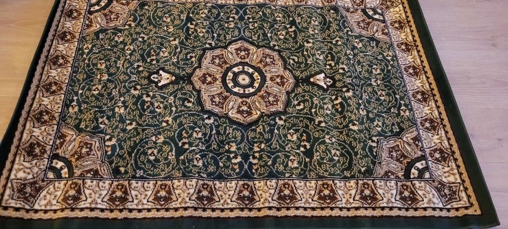 Vloerkleed karpet green ivory black 120x170 nieuw!, Klassiek comfortabel kwaliteit oosters warm, 100 tot 150 cm, Ophalen of Verzenden