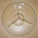 vintage serveerschaal drievaks, glas, diameter: 30 cm., Ophalen of Verzenden, Overige stijlen, Glas, Schaal of Schalen