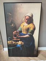 Canvas melkmeisje in zwarte lijst, Ophalen, Gebruikt, Print, 75 cm of meer