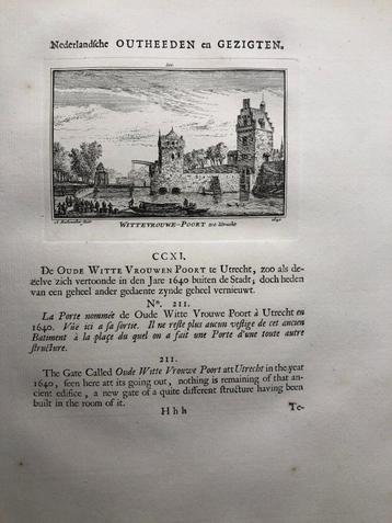 211 / Utrecht de Wittevrouwen Poort Kopergravure 1732 beschikbaar voor biedingen