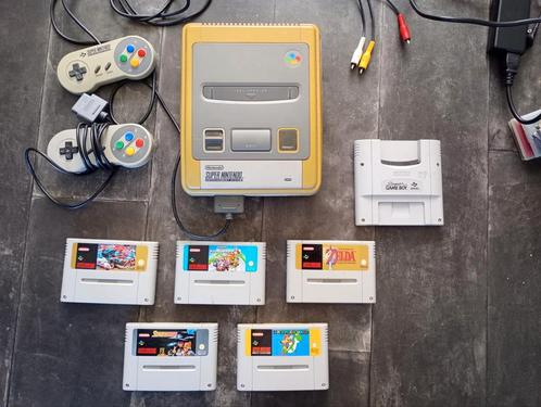 SNES Super Nintendo met spellen en gameboy adapter., Spelcomputers en Games, Spelcomputers | Nintendo Super NES, Gebruikt, Met 1 controller