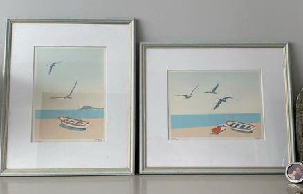 2 Zeefdrukken strandgezicht A.Copier, Antiek en Kunst, Kunst | Schilderijen | Modern, Ophalen