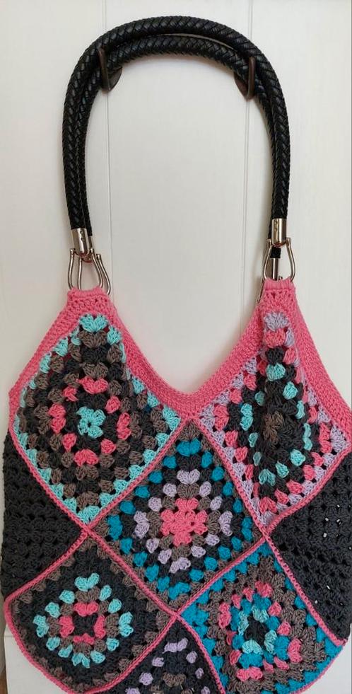 Granny square tas, Sieraden, Tassen en Uiterlijk, Tassen | Damestassen, Nieuw, Zwart, Ophalen