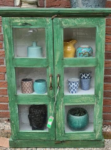 NIEUW PTMD indiaas kastje indiase kast vitrinekast groen beschikbaar voor biedingen