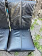 Eettafel uitschuifbare en 6 zwarte leer stoelen, Tuin en Terras, Tuinmeubel-accessoires, Ophalen, Zo goed als nieuw