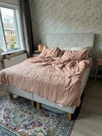 Tweepersoons bed met hoofdbord, Ophalen, Beige, Tweepersoons, Zo goed als nieuw