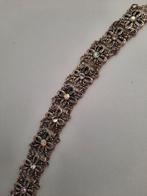 (i) Zilverkleurige armband met doorzichtige steentjes., Sieraden, Tassen en Uiterlijk, Armbanden, Ophalen, Overige materialen