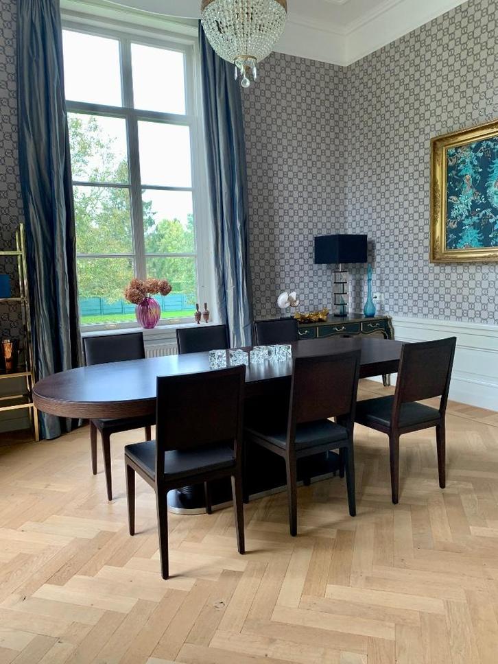 Ceccotti Collezioni ICS eettafel en 6 stoelen, Huis en Inrichting, Tafels | Eettafels, Zo goed als nieuw, 100 tot 150 cm, 200 cm of meer