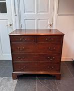 Antieke Engelse ladekast commode, Ophalen, 5 laden of meer, Eikenhout, Georgian