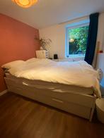 Wit bedframe met opberglades - Brimnes IKEA, Ophalen, Gebruikt, Wit, Tweepersoons