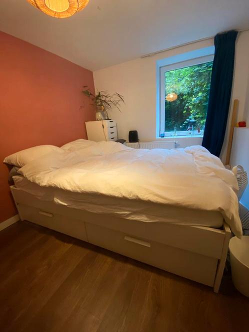 Wit bedframe met opberglades - Brimnes IKEA, Huis en Inrichting, Slaapkamer | Bedden, Gebruikt, Tweepersoons, 140 cm, 200 cm, Hout