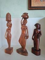3x Balinese beeldjes/ houtsnijwerken/ jaren '50, Antiek en Kunst, Ophalen of Verzenden