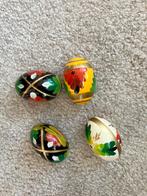 4 Handbeschilderde houten eieren, Antiek en Kunst, Ophalen of Verzenden