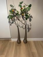 2 decoratie vazen met kunsttakken, Huis en Inrichting, Ophalen, Overige kleuren, Minder dan 50 cm, Glas