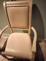 Stoelen fauteuils 2 stuks roomwit hoogglans met leer, Huis en Inrichting, Stoelen, Leer, Ophalen of Verzenden