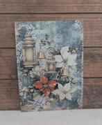 Vintage look kerst-kaart met kerststerren & lantaarns, Ophalen of Verzenden, 1980 tot heden, Ongelopen, Feest(dag)