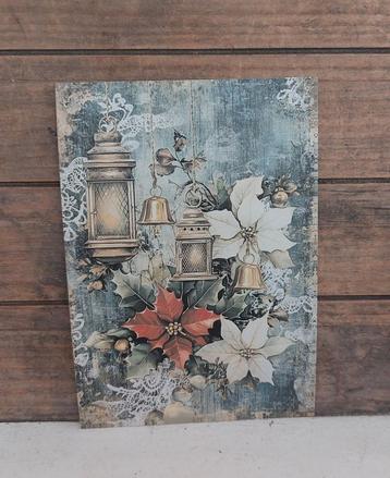 Vintage look kerst-kaart met kerststerren & lantaarns beschikbaar voor biedingen